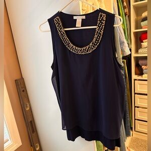 Chic Navy Embellished Blouse